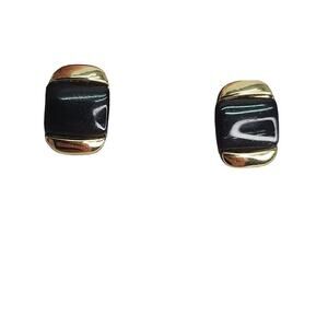 Lauren Conrad LC Black & Gold Tone Post  Earrings